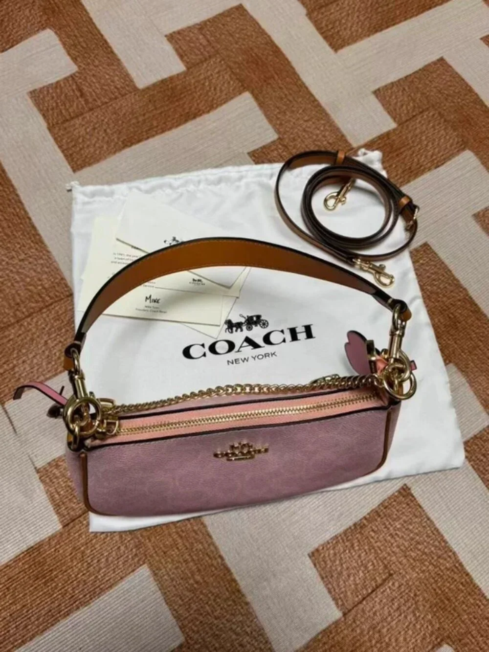 COACH Pink Signature Canvas Teri Shoulder Bag